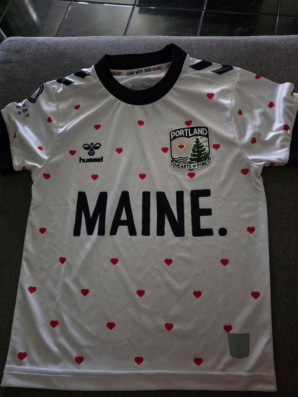 Hummel White Kids Jersey with Red Heart Print